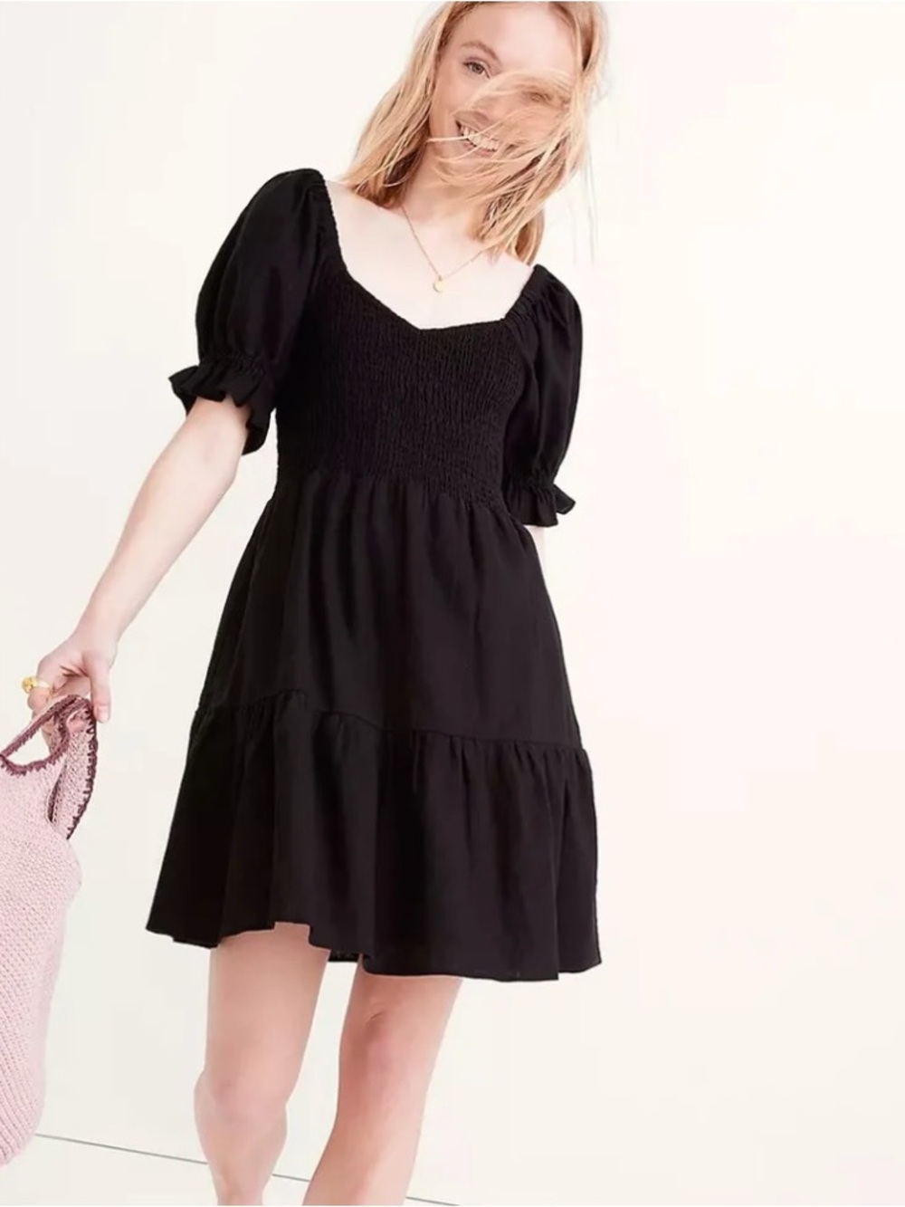 Black Madewell Lucie Puff Sleeve Mini Dress